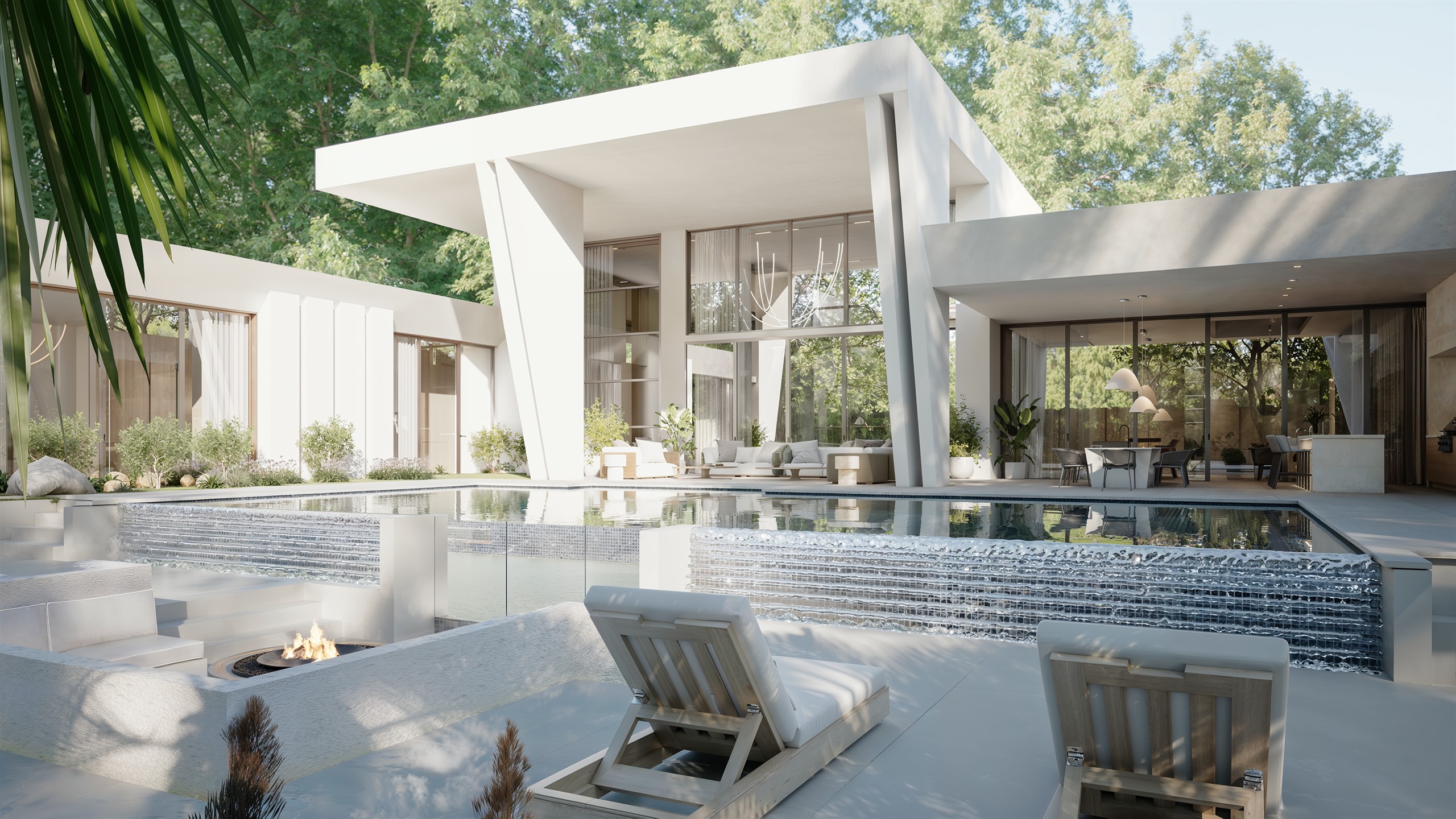 Villa Dusk rear facade and pool terrace